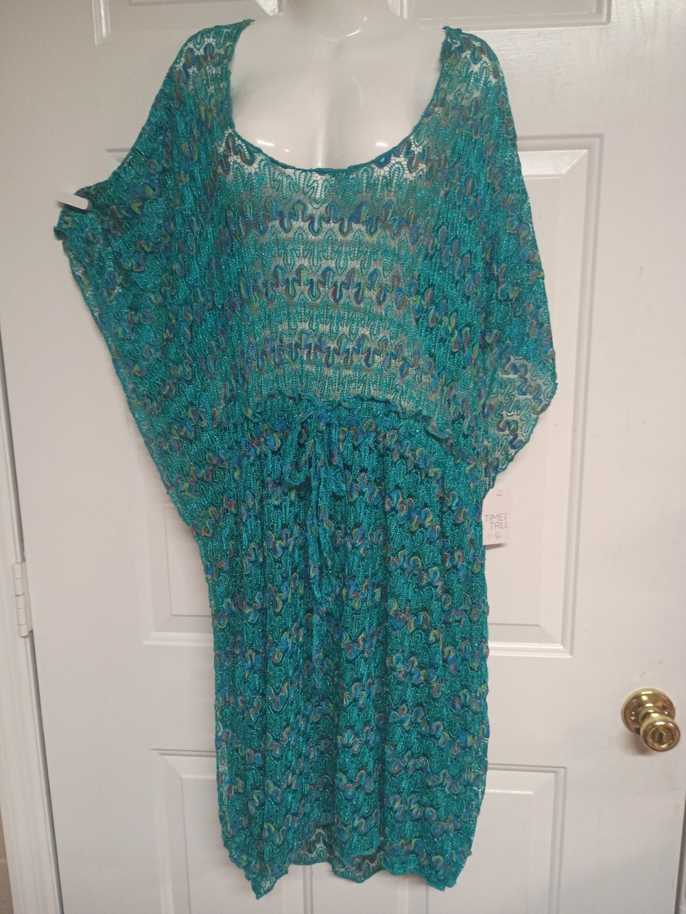 🤠🌻Time and Tru Teal Crochet Swim Coverup Size 2X